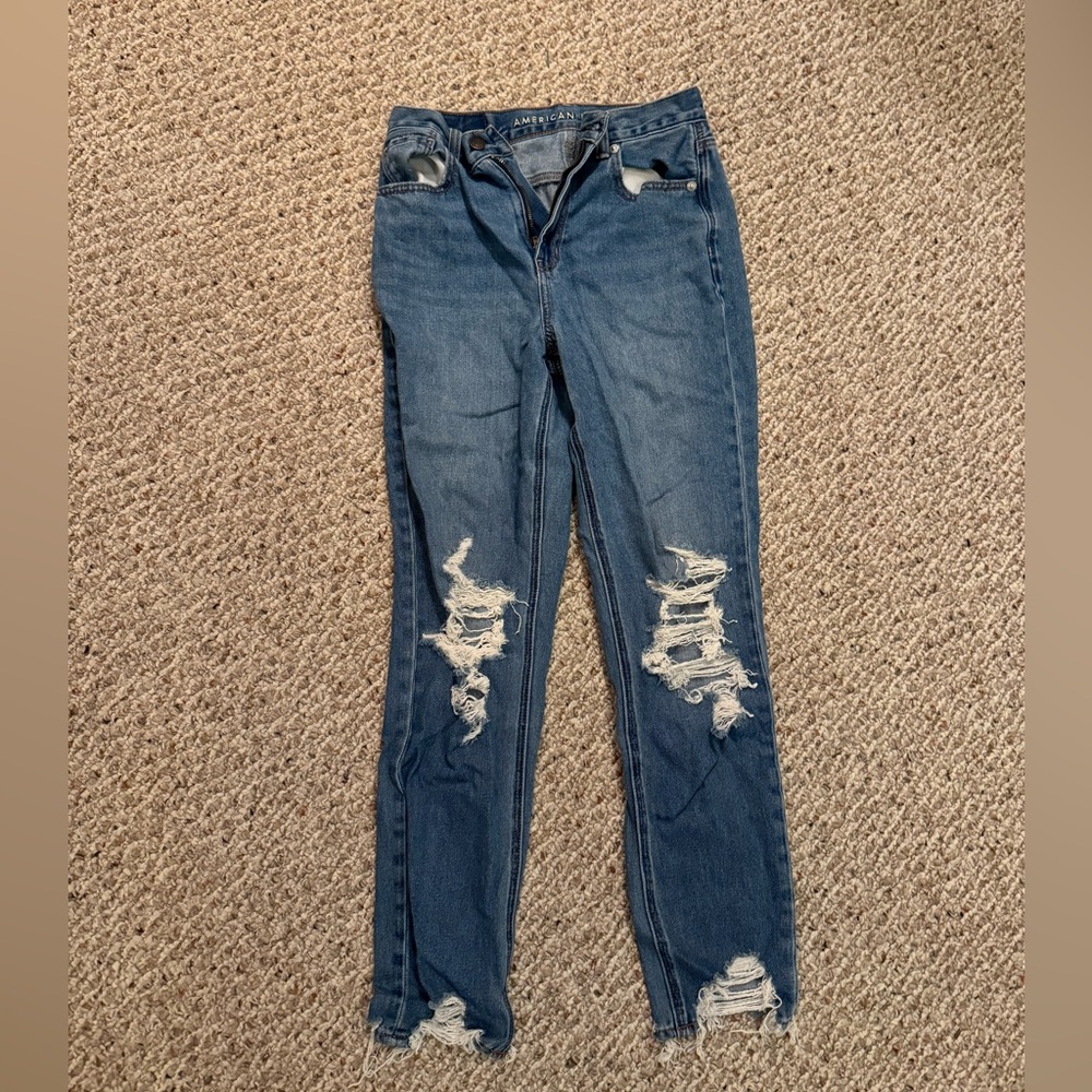 American Eagle ripped straight leg jeans